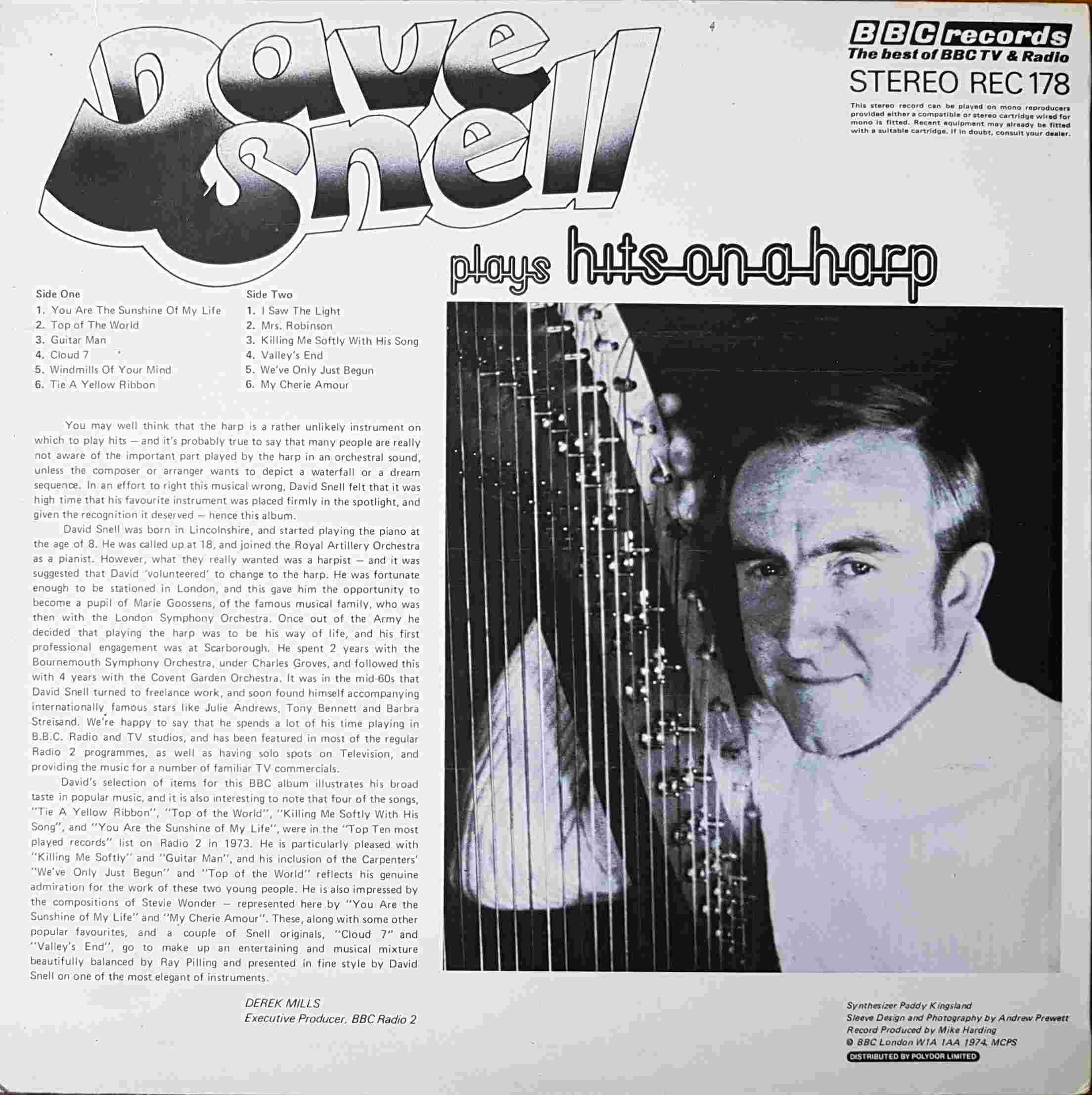 Picture of REC 178 Dave Snell plays hits on the harp by artist Dave Snell from the BBC records and Tapes library